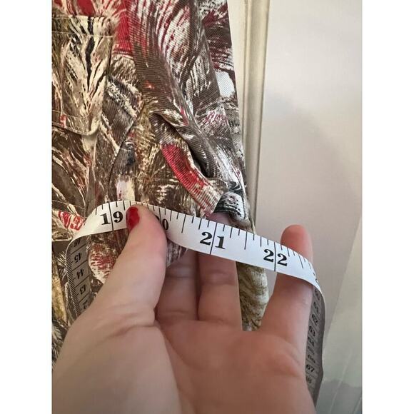 Chico's Feather Print Animal Jacket 4 Pocket Utility Cargo Brown Red Women's 1 S - Picture 7 of 10